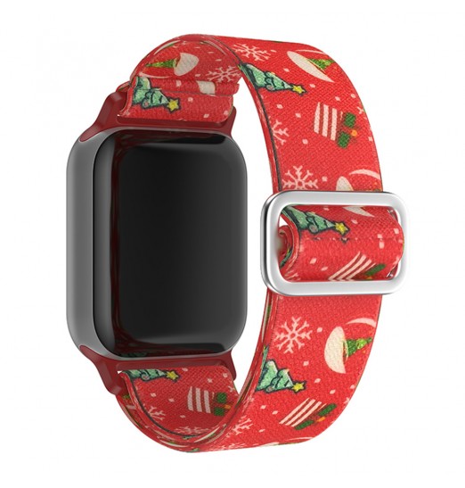 Bandas navideñas compatibles con Apple Watch 49 mm Banda 45 mm 44 mm 42 mm 41 mm 40 mm 38 mm Elástico Solo Loop Correa de repuesto de nailon suave para iwatch Ultra Series 8/7/6/5/4/3/2/1 Se Mujeres Hombres