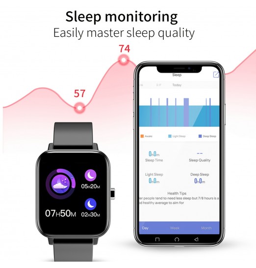 Reloj inteligente, rastreador de actividad física, reloj inteligente resistente al agua con pantalla táctil con monitor de ritmo cardíaco, monitor de sueño, resistente al agua, rastreador de actividad de reloj digital, compatible con teléfonos Iphone Andr