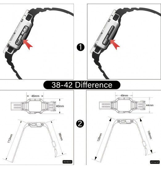 Bandas deportivas compatibles con Apple Watch Band 45 mm 44 mm 42 mm con estuche de parachoques para hombres, resistente correa protectora militar a prueba de golpes para Iwatch Series 8 7 6 5 4 Se 3 2 1, sin reloj