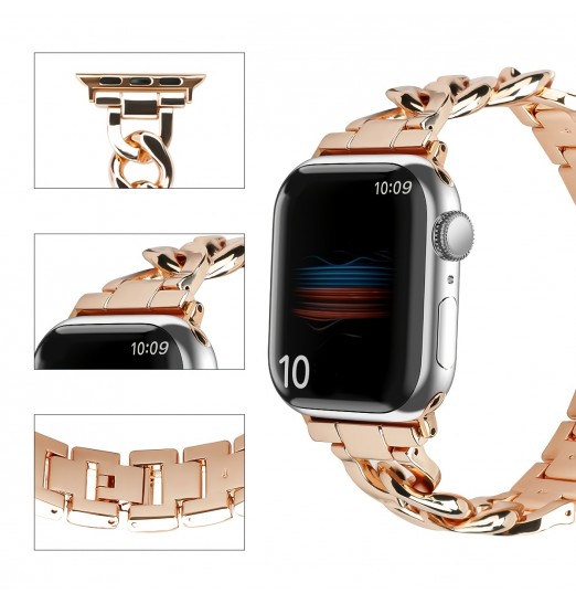 Banda de reloj inteligente de metal para Apple Watch Band 38 mm 40 mm 41 mm 42 mm 44 mm 45 mm 49 mm Compatible con Apple Watch 1-8 Generación Pulsera de acero inoxidable, sin reloj