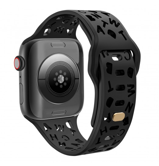 Nuevas correas de reloj inteligente de silicona compatibles con Apple Watch 38 mm 40 mm 41 mm 42 mm 44 mm 45 mm 49 mm Letras de moda deportivas suaves y elásticas Hollow Out Pulseras de repuesto para hombres y mujeres para Iwatch8 7 6 5 Se 4 3 2 1 Ultra