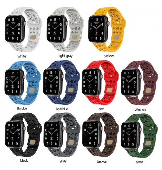 Nuevas correas de reloj inteligente de silicona compatibles con Apple Watch 38 mm 40 mm 41 mm 42 mm 44 mm 45 mm 49 mm Letras de moda deportivas suaves y elásticas Hollow Out Pulseras de repuesto para hombres y mujeres para Iwatch8 7 6 5 Se 4 3 2 1 Ultra