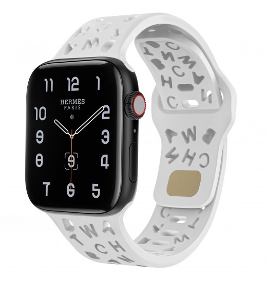 Nuevas correas de reloj inteligente de silicona compatibles con Apple Watch 38 mm 40 mm 41 mm 42 mm 44 mm 45 mm 49 mm Letras de moda deportivas suaves y elásticas Hollow Out Pulseras de repuesto para hombres y mujeres para Iwatch8 7 6 5 Se 4 3 2 1 Ultra