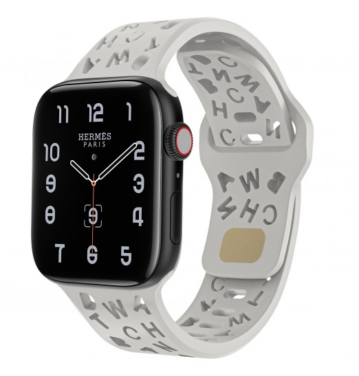 Nuevas correas de reloj inteligente de silicona compatibles con Apple Watch 38 mm 40 mm 41 mm 42 mm 44 mm 45 mm 49 mm Letras de moda deportivas suaves y elásticas Hollow Out Pulseras de repuesto para hombres y mujeres para Iwatch8 7 6 5 Se 4 3 2 1 Ultra