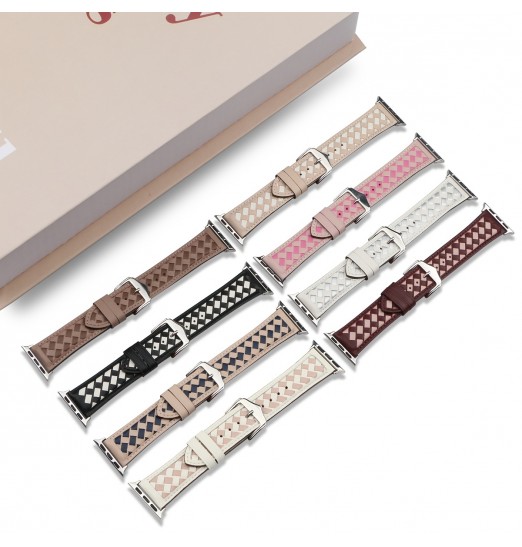 Correas de cuero compatibles con reloj Band38mm40mm41mm 42mm44mm45mm49mm, pulsera trenzada correa de repuesto de pulsera de cuero genuino para iwatch Series / se 8 7 6 5 4