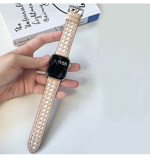 Correas de cuero compatibles con reloj Band38mm40mm41mm 42mm44mm45mm49mm, pulsera trenzada correa de repuesto de pulsera de cuero genuino para iwatch Series / se 8 7 6 5 4