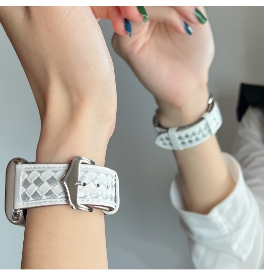 Correas de cuero compatibles con reloj Band38mm40mm41mm 42mm44mm45mm49mm, pulsera trenzada correa de repuesto de pulsera de cuero genuino para iwatch Series / se 8 7 6 5 4