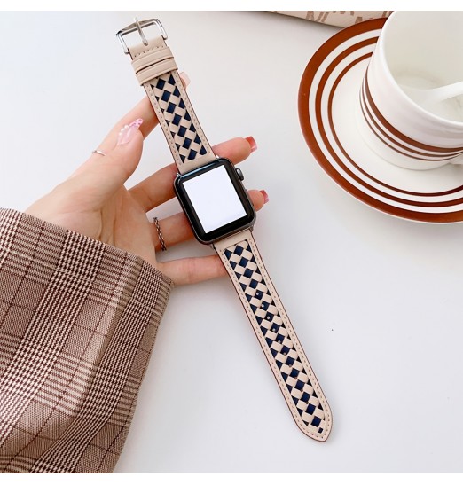 Correas de cuero compatibles con reloj Band38mm40mm41mm 42mm44mm45mm49mm, pulsera trenzada correa de repuesto de pulsera de cuero genuino para iwatch Series / se 8 7 6 5 4