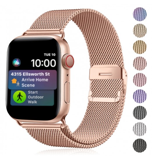 Elegante correa de reloj milanesa para Apple Watch 38mm 40mm 41mm 42mm 44mm 45mm 49mm Iwatch Ultra/se/series 8/7/6/5/4/3/2/1, sin reloj