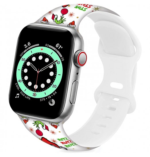 Correa de reloj con diseño de leopardo navideño compatible con Apple Watch Bands 38 mm 40 mm 41 mm 42 mm 44 mm 45 mm, correa deportiva de dibujos animados para adolescentes adultos, para Iwatch Band Series Se 7 6 5 4 3 2 1, sin reloj