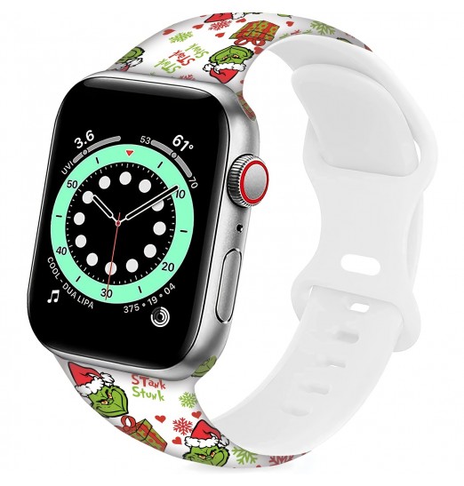 Correa de reloj con diseño de leopardo navideño compatible con Apple Watch Bands 38 mm 40 mm 41 mm 42 mm 44 mm 45 mm, correa deportiva de dibujos animados para adolescentes adultos, para Iwatch Band Series Se 7 6 5 4 3 2 1, sin reloj