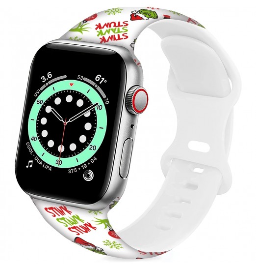 Correa de reloj con diseño de leopardo navideño compatible con Apple Watch Bands 38 mm 40 mm 41 mm 42 mm 44 mm 45 mm, correa deportiva de dibujos animados para adolescentes adultos, para Iwatch Band Series Se 7 6 5 4 3 2 1, sin reloj