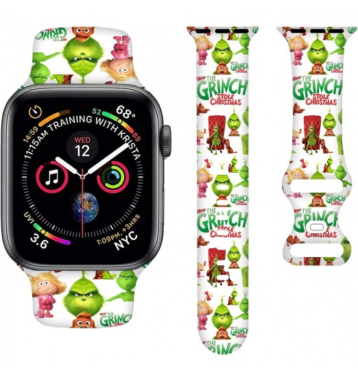 Correa de reloj con diseño de leopardo navideño compatible con Apple Watch Bands 38 mm 40 mm 41 mm 42 mm 44 mm 45 mm, correa deportiva de dibujos animados para adolescentes adultos, para Iwatch Band Series Se 7 6 5 4 3 2 1, sin reloj