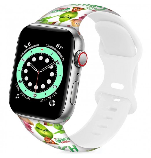 Correa de reloj con diseño de leopardo navideño compatible con Apple Watch Bands 38 mm 40 mm 41 mm 42 mm 44 mm 45 mm, correa deportiva de dibujos animados para adolescentes adultos, para Iwatch Band Series Se 7 6 5 4 3 2 1, sin reloj