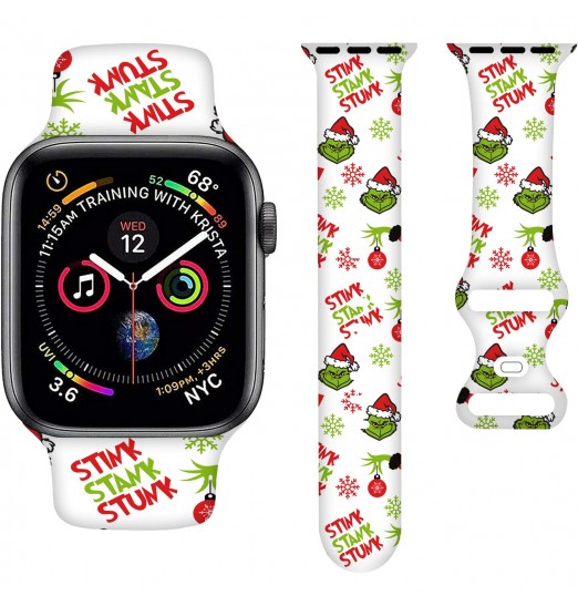 Correa de reloj con diseño de leopardo navideño compatible con Apple Watch Bands 38 mm 40 mm 41 mm 42 mm 44 mm 45 mm, correa deportiva de dibujos animados para adolescentes adultos, para Iwatch Band Series Se 7 6 5 4 3 2 1, sin reloj