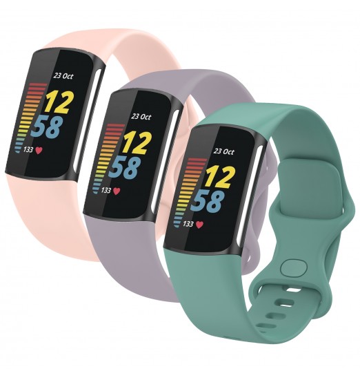 Paquete de 3 bandas Charge 5 compatibles con Fitbit Charge 5 Bands mujeres hombres, correa de pulsera ajustable de silicona suave Charge 5 para Fitbit Charge 5