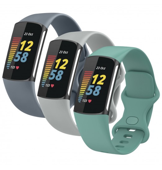 Paquete de 3 bandas Charge 5 compatibles con Fitbit Charge 5 Bands mujeres hombres, correa de pulsera ajustable de silicona suave Charge 5 para Fitbit Charge 5