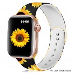 Correa de reloj de girasol negro de moda para Apple Watch 38mm/40mm/41mm/42mm/44mm/45mm/49mm Iwatch Ultra/se/series 8/7/6/5/4/3/2/1, sin reloj