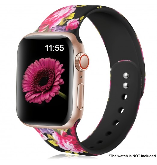 Correa de reloj de flores rosas a la moda para Apple Watch 38mm/40mm/41mm/42mm/44mm/45mm/49mm Iwatch Ultra/se/series 8/7/6/5/4/3/2/1, sin reloj