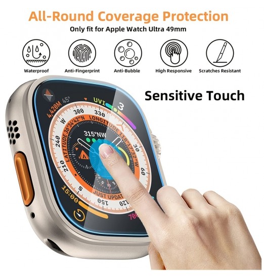 Protector de pantalla de vidrio templado para Iwatch Ultra/ Pro 49 mm con herramienta automática de película adhesiva