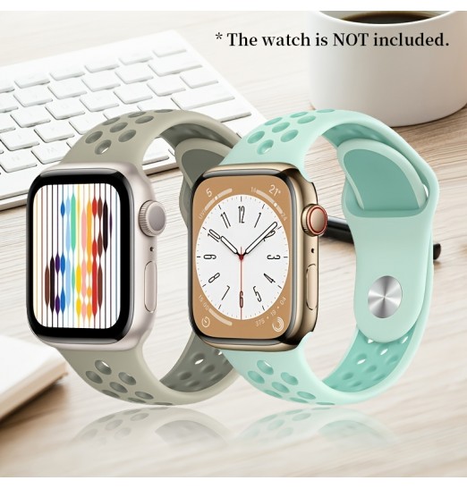 Correa de reloj de silicona para Apple Watch Band Ultra 49 mm 45 mm 41 mm 44 mm 40 mm 42 mm 38 mm Pulsera de reloj transpirable para Iwatch Series 8 7 Se 2022 6 5 4 3 2 1, sin reloj