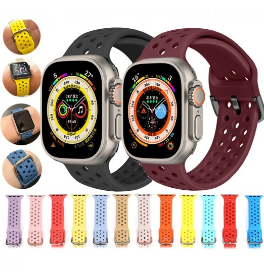 Correa de reloj de silicona para Apple Watch Band 44mm 42mm 45mm 38mm Pulsera Correa deportiva para Apple Watch Band Ulta 49 mm 40 41 mm