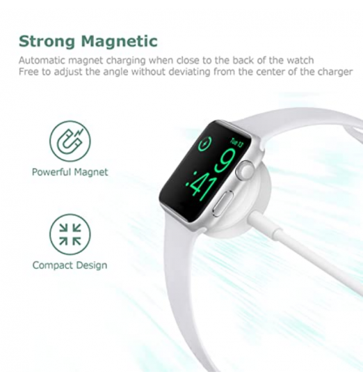 Actualice el cargador de reloj de 3.3 pies para Iwatch Cable de carga inalámbrico portátil Compatible con Apple Watch Series Se2 / se / 8/7/6/5/4/3/2/1 Incluyendo la versión de 38 mm 40 mm 41 mm 42 mm 44 mm 45 mm ,Cable de carga de reloj magnético