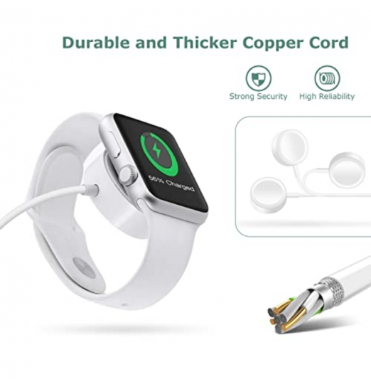 Actualice el cargador de reloj de 3.3 pies para Iwatch Cable de carga inalámbrico portátil Compatible con Apple Watch Series Se2 / se / 8/7/6/5/4/3/2/1 Incluyendo la versión de 38 mm 40 mm 41 mm 42 mm 44 mm 45 mm ,Cable de carga de reloj magnético