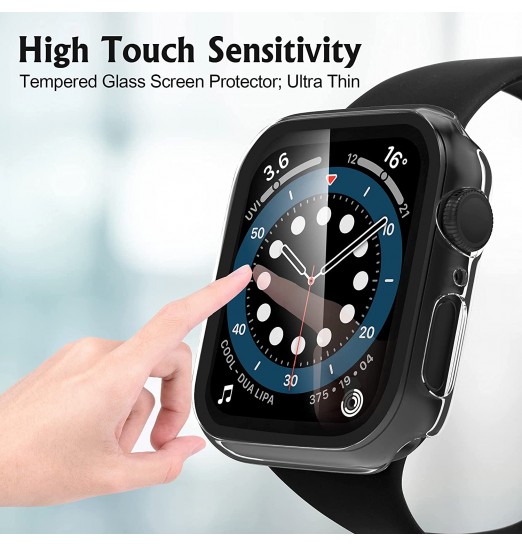 2 paquetes de estuches para relojes compatibles con Apple Watch Series 6 5 4 Se 40 mm 44 mm para mujeres y hombres con protector de pantalla de vidrio templado