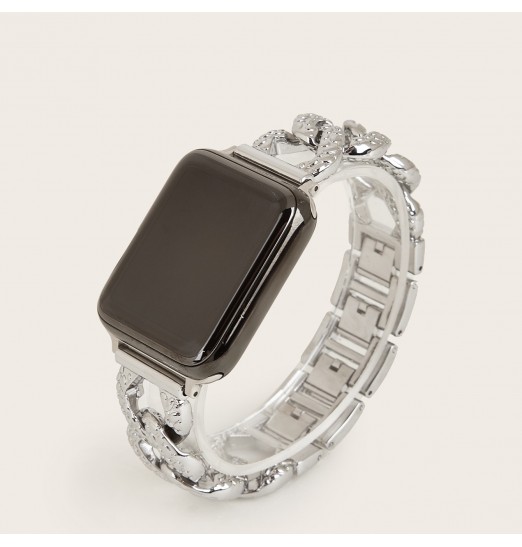 La correa de metal de joyería con pulsera de diamantes de imitación de diamantes de Bling es adecuada para Apple Watch1-6 Generation Apple Smart Watch