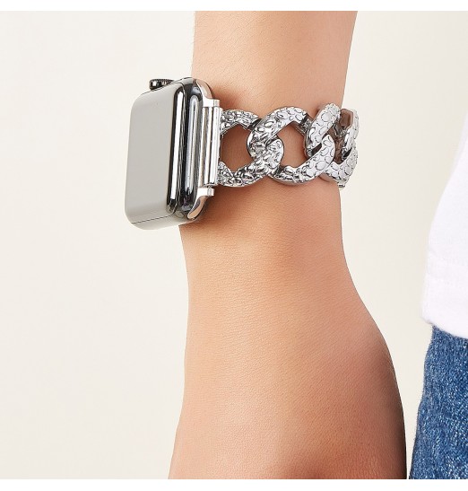 La correa de metal de joyería con pulsera de diamantes de imitación de diamantes de Bling es adecuada para Apple Watch1-6 Generation Apple Smart Watch