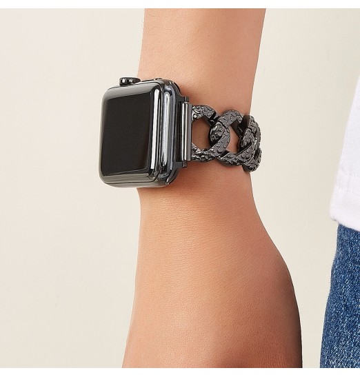 La correa de metal de joyería con pulsera de diamantes de imitación de diamantes de Bling es adecuada para Apple Watch1-6 Generation Apple Smart Watch