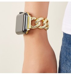 La correa de metal de joyería con pulsera de diamantes de imitación de diamantes de Bling es adecuada para Apple Watch1-6 Generation Apple Smart Watch