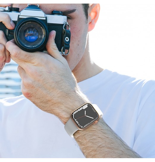 Banda de reloj deportivo de silicona suave duradera blanca para Apple Watch Series 38/40/41 mm, 42/44/45/49 mm